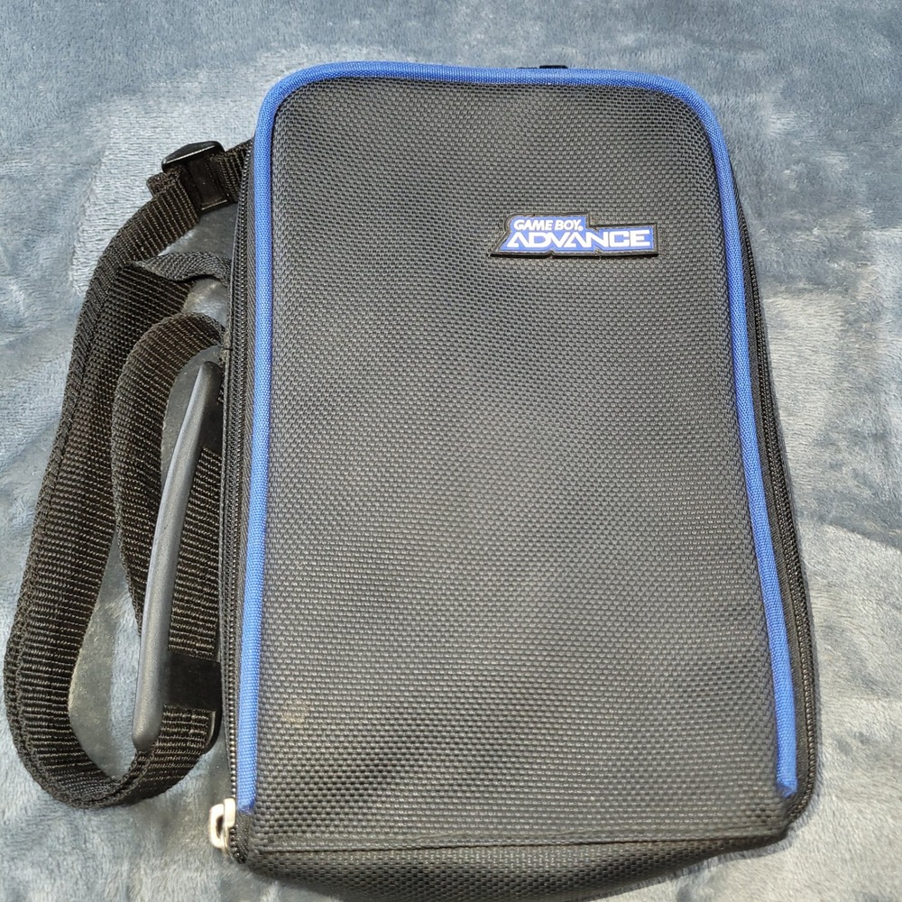Nintendo Game Boy Advance GBA Travel Carrying Case Bag Black Blue Shoulder Strap